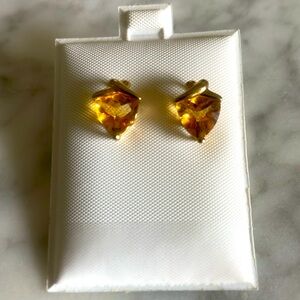 Gorgeous Large Citrine 10kt Gold Stud Earrings